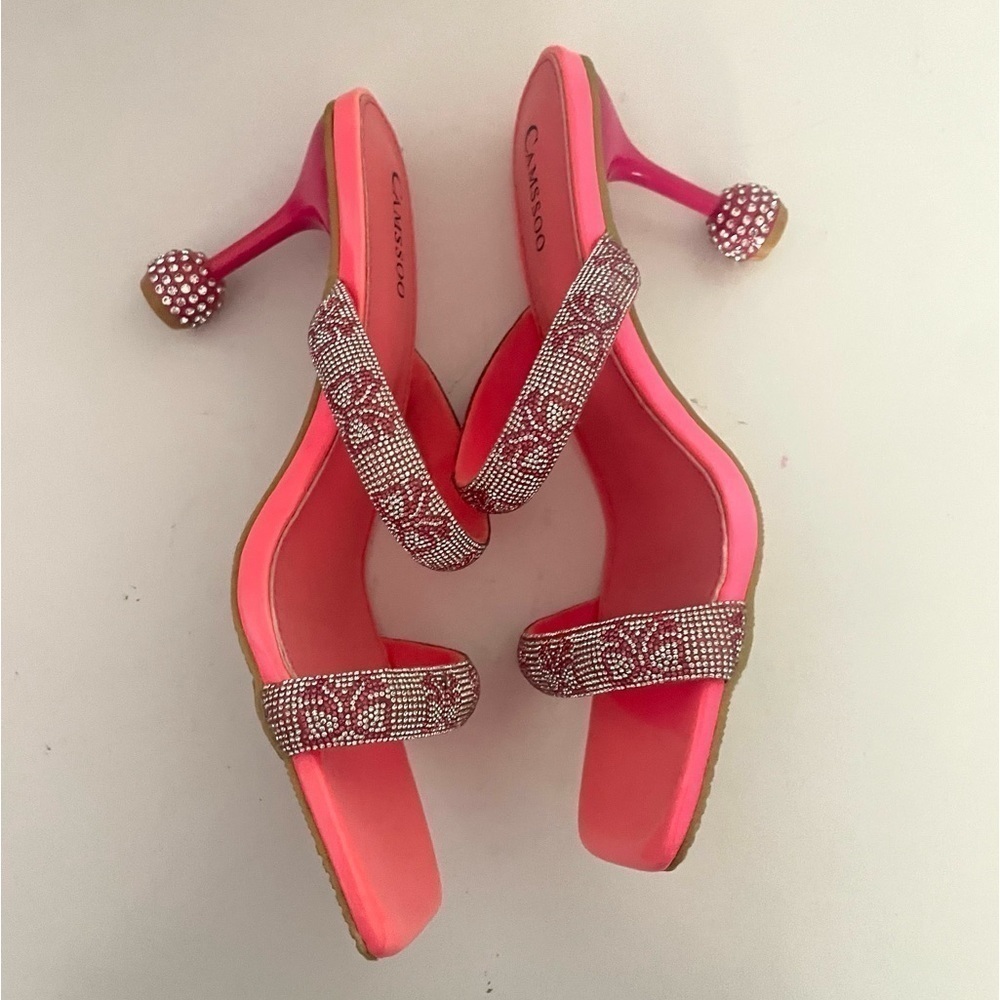 CAMSSOO Women's Double
Rhinestones strap Heels Sandals Rose Red size 42 - Picture 11 of 15